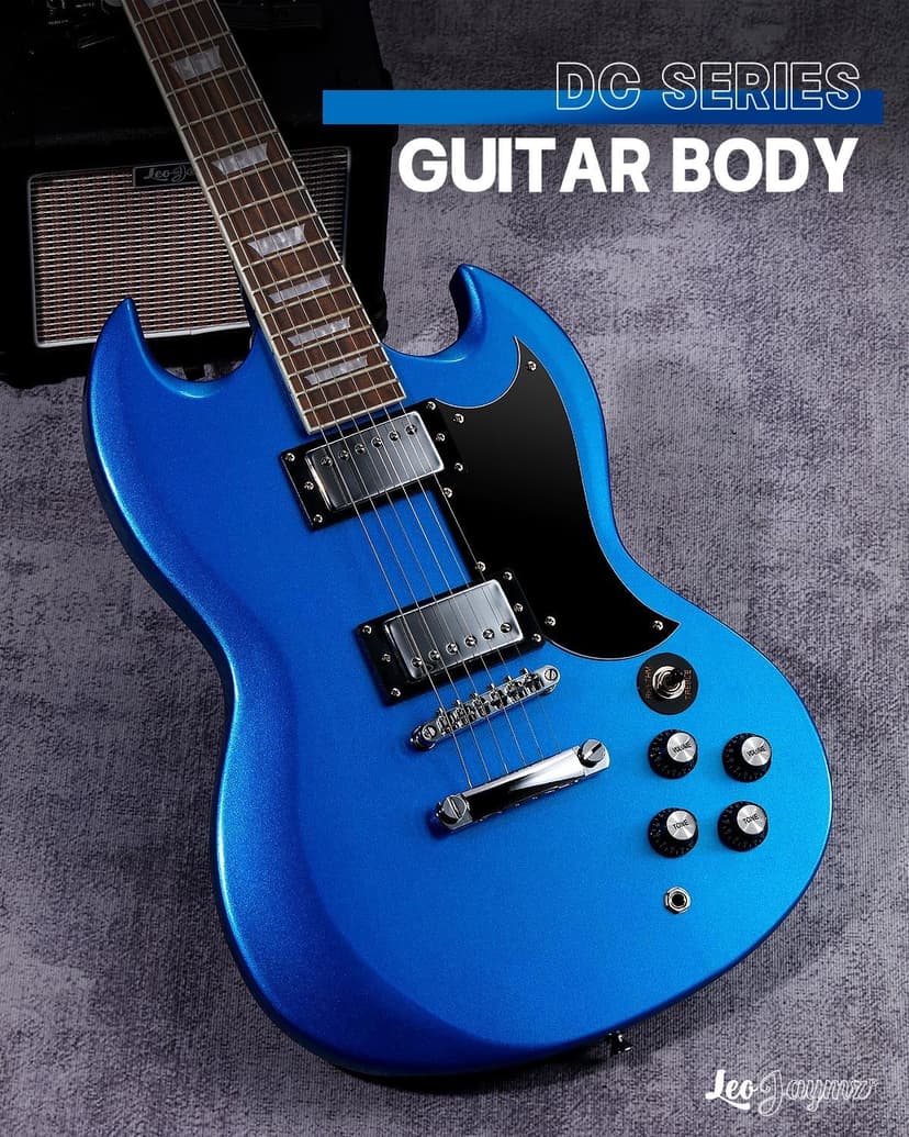 Leo Jaymz 39 Inch Solid Body Electric Guitar - Poplar Wood Body，Maple Neck and Laurel Wood Fretboard (Navy Blue)