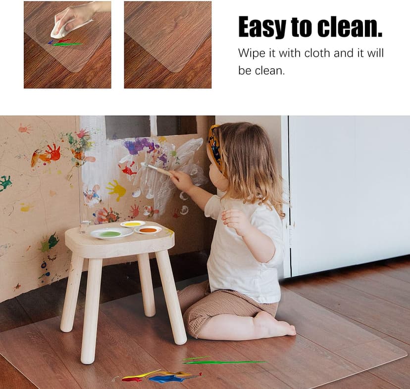 Kuyal Clear Chair mat for Hard Floors 36 x 48 inches Transparent Floor Mats Wood/Tile Protection Mat for Office & Home (36" X 48" Rectangle)