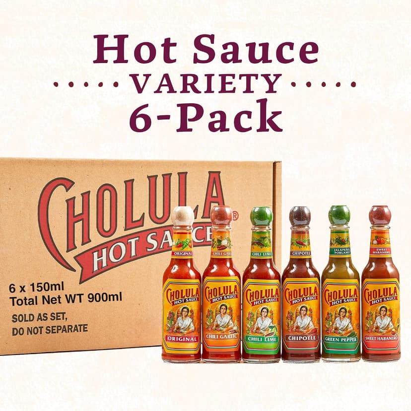 Cholula Hot Sauce Variety Pack, Product of Mexico, Gift Set Includes Six 5 Fl Oz Signature Cholula Hot Sauces for Eggs, Pizza, Mexican Dishes, and More, 30 fl oz B07FTTWDJS