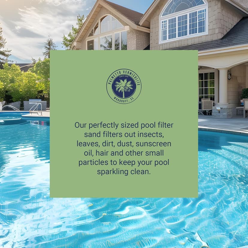 Palmetto Swimming Pool Filter Sand, 50 lb Bag – Natural Silica for Residential & Commercial Filtration Pump Systems – Screens Leaves, Oils, Dust & Hair for Clean and Clear Water