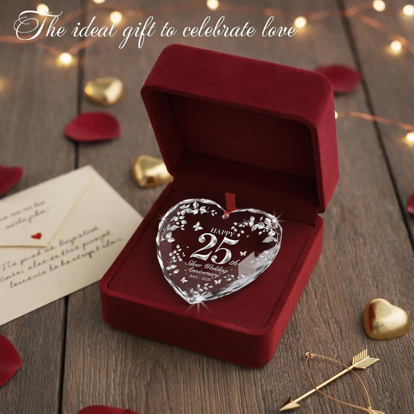 25th Wedding Anniversary Ornament 2001–2026, Silver Anniversary Wedding Gifts Keepsake, 25 Year Anniversary Marriage Gift for Couple, Wife, Husband B0G8KSNVCM
