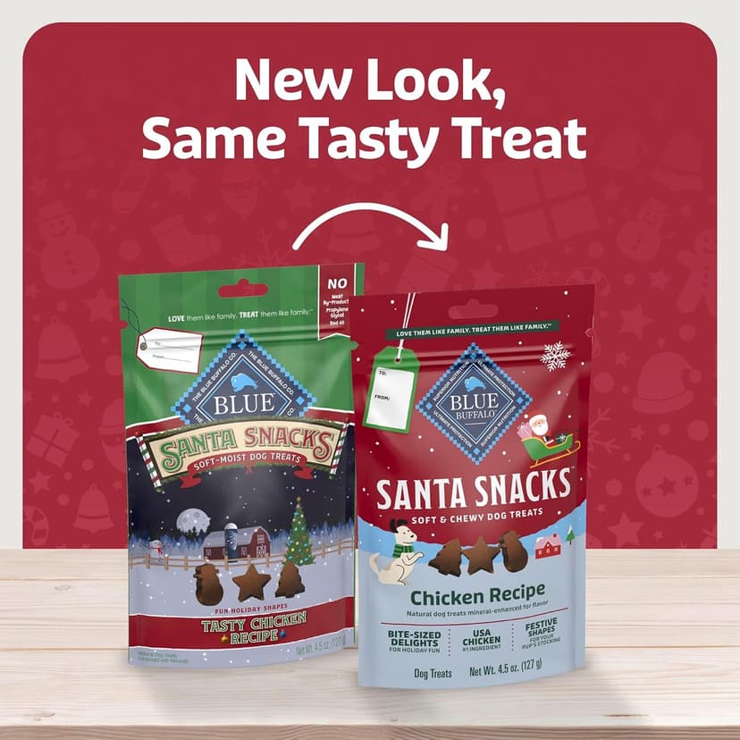 Limited-Time Holiday Treat, Soft-Moist Training Bits, Seasonal Shapes, No Chicken By-Product, Corn, Wheat, or Soy Blue Buffalo Santa Snacks Chicken Dog Treats, 4.5 oz B08C7H7LW7