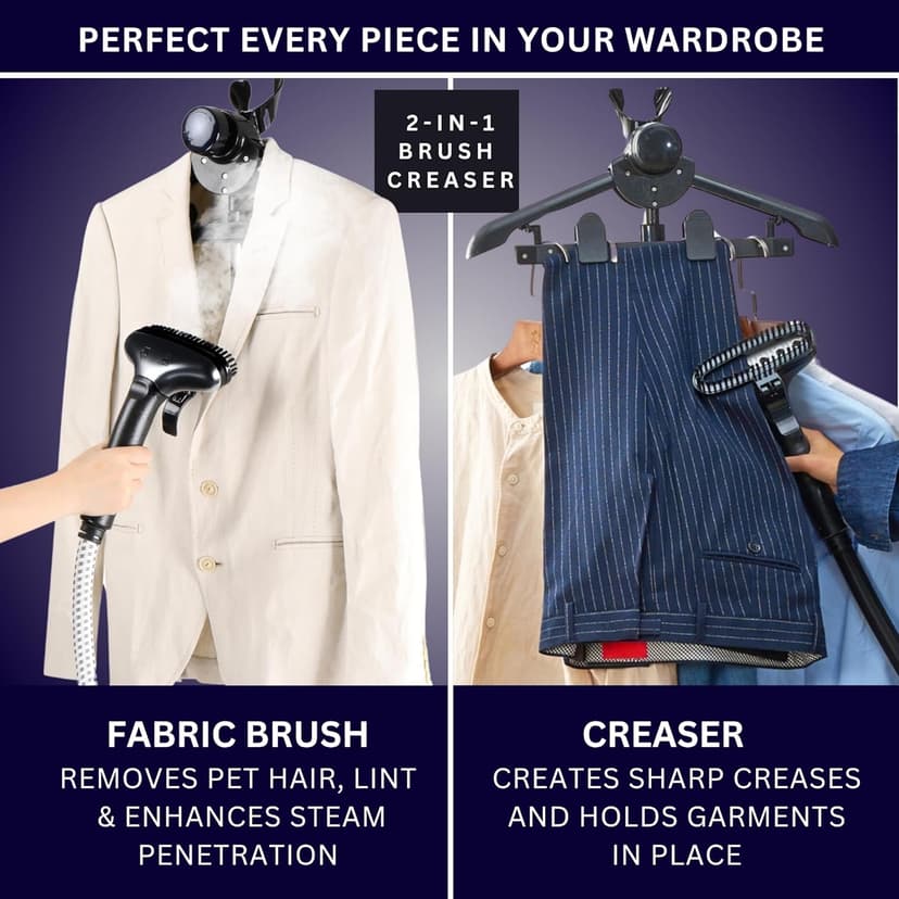 SALAV Heavy Duty Commercial Full-Size Garment Steamer with Foot Pedals and Extra Large 3L (101.5 oz) Water Tank, 1800 watts of Poweful Steam (Navy)