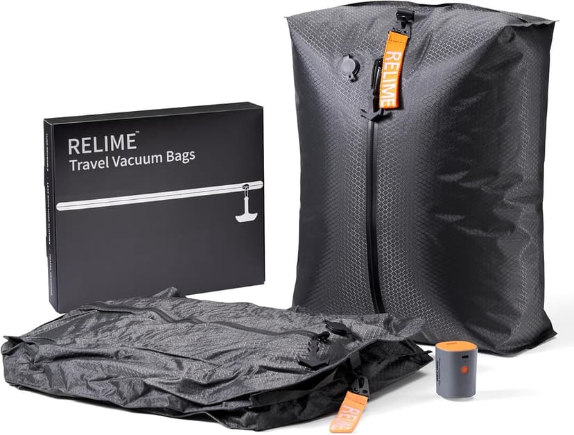 Classic Series Vacuum Bags for Travel Luggage with Wireless Pump, Compression Bags for Carry On Suitcases and Backpack, Vacuum Seal Packing cube for Cloth Packing (2PC + PUMP)