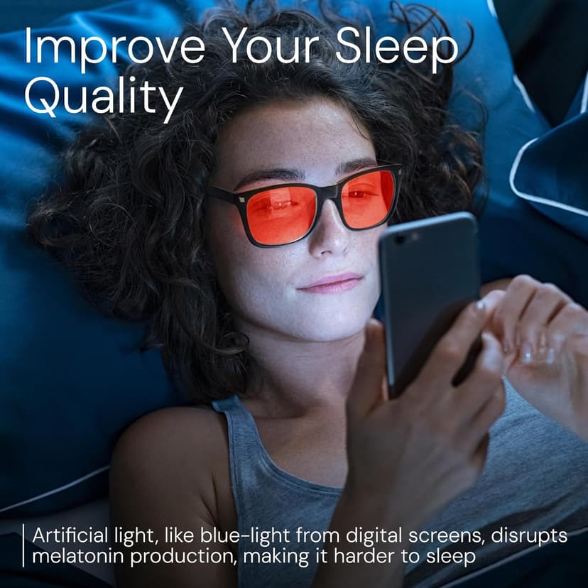 livho Blocking Gaming Glasses Blue Green Light for Computer Sleeping, Dual Coatings Red Lenses, for Women & Men