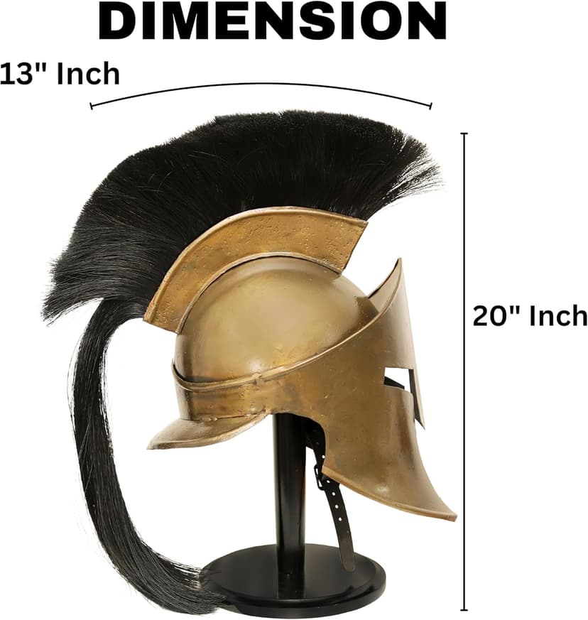 300 Spartan Helmet Medieval Armour King Leonidas Greek Spartan 300 Roman Helmet with Wooden Stand Rustic Vintage Home Decor Gifts