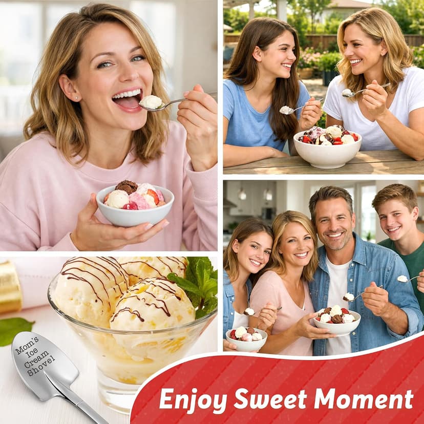 Funny Mom's Ice Cream Shovel Spoon Birthday Gifts for Mama Mommy Mother-in-law Gift Mothers Day Presents for Ice Cream Lover Mom Gift from Daughter/Son, Mom Christmas Stocking Stuffers Engraved Spoon B0G2XQR5GB