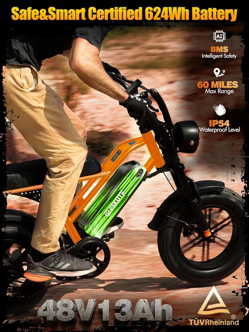 V100/V200 1500W Peak Electric Bike for Adults, 28MPH 48V13&20.8 Ah Removable Battery, 16/20"x4.0" Fat Tire, 7-Speed E-Bike with Dual Suspension – Commuter Ebike for Men & Women