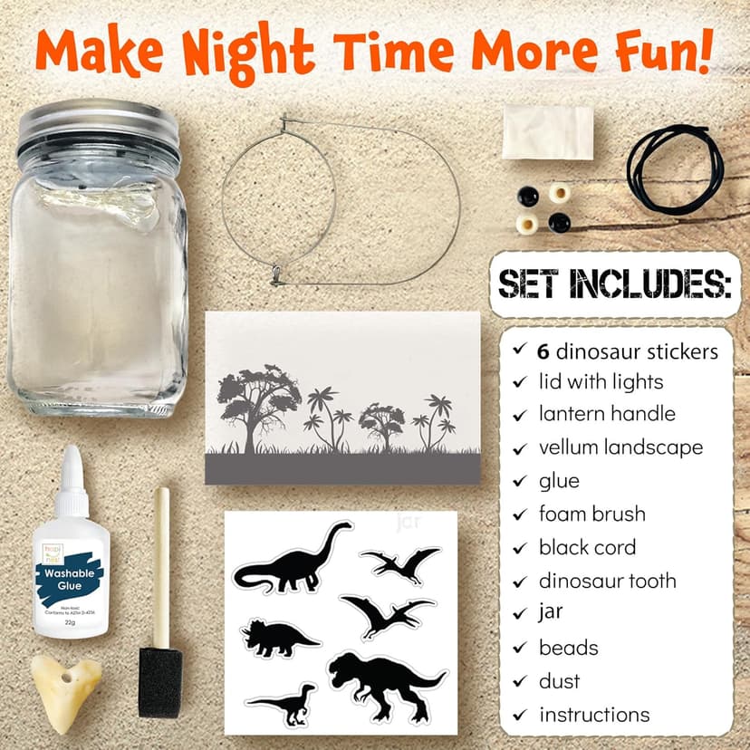 Hapinest DIY Dinosaur Toy Lantern Make Your Own Night Light Kit, Dino Toy Lanterns for Kids, Dinosaur Arts and Crafts Birthday Gift Ideas for Kids Boys Girls Ages 6 7 8 9 10 Years Old & Up