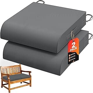TasticTotes 19 x 19 x 3 Inch Patio Chair Cushions - Set of 2, Waterproof Outdoor Seat Cushions with Adjustable Straps and Handles, Fade-Resistant Chair Pads for Outdoor Furniture, Garden, Beach, Grey