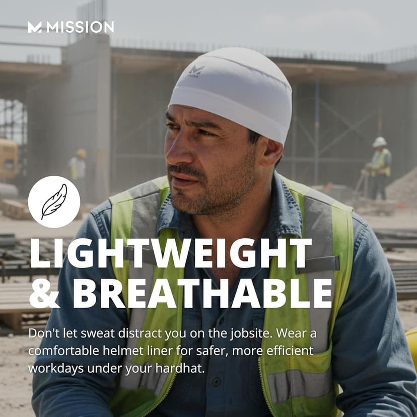 MISSION Cooling Helmet Liner - Lightweight & Breathable - Cools Up to 2 Hours - UPF 50 Sun Protection - Machine Washable