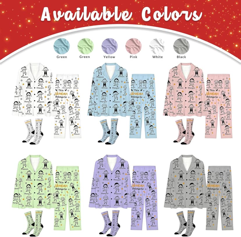 Artsadd Custom Christmas Pajamas for Men Women Personalized Face Pajama Pjs Customized Button Down Pajama Set Gift for Xmas