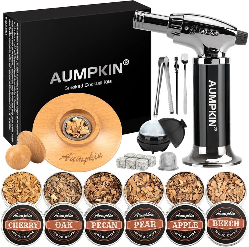 Cocktail Smoker Kit with Torch – 6 Flavors Wood Chips – Bourbon, Whiskey Smoker Infuser Kit, Old Fashioned Drink Smoker Kit, Birthday Bourbon Whiskey Gifts for Men, Dad, Husband (Without Butane) B0BX5YMDDL