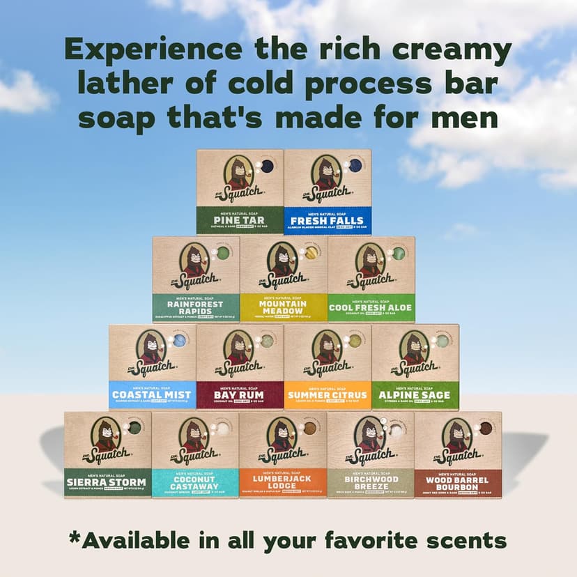 Cleansing Cold Process Soap with Natural Oils, Gifts for Men (Sandalwood Summit) Dr. Squatch Natural Men’s Bar Soap, Body Soap Bar (5oz, 3-Pack) B0F8RFB9RJ