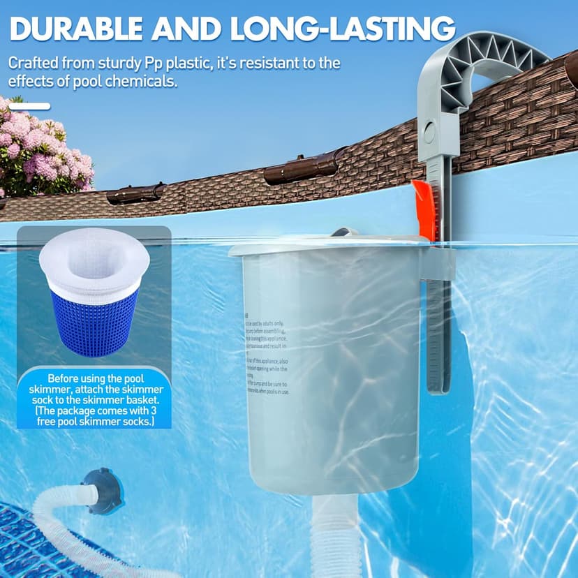 DeeprClean Above Ground Pool Surface Skimmer, Automatic Pool Skimmer for Top of Water, Wall Mount Surface Skimmer with Removable Skimmer Basket, Floating Pool Filter Pool Cleaning Maintenance Kit