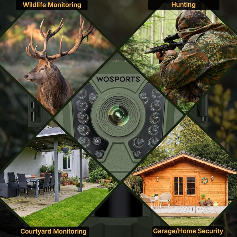 WOSPORTS Mini Trail Camera 24MP 1080P HD Game Camera with Night Vision Motion Activated Waterproof,Trail Cam with Fast Trigger Time for Outdoor Wildlife Monitoring