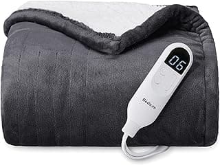 Bedsure Heated Blanket Throw Blanket - Fast Heating Electric Blanket, Soft Flannel Heated Throw with 4 Time Settings, 6 Heating Settings, Warm Gifts for Grandma Grandpa (50x60 inches, Dark Grey)