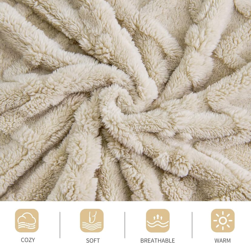 Aganear Fleece Throw Blanket - Cozy Soft Lightweight Fuzzy Throw Blanket for Women Portable Throw Blankets for Couch, Warm Present for Birthday, Christmas, Halloween, Housewarming(50"x60", Khaki)