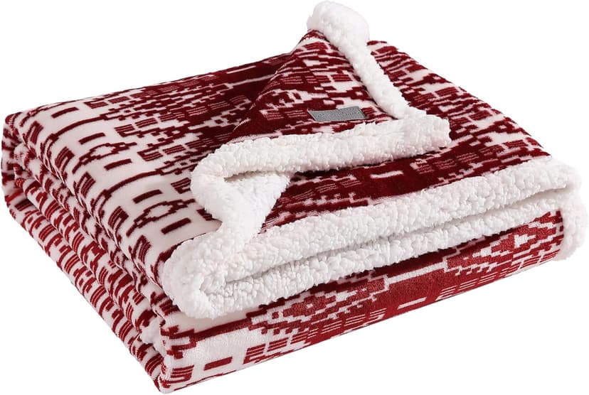 Eddie Bauer - Throw Blanket, Super Soft Reversible Sherpa Fleece Bedding, Cozy Plaid Home Decor (San Juan Red Clay, 50" x 60")