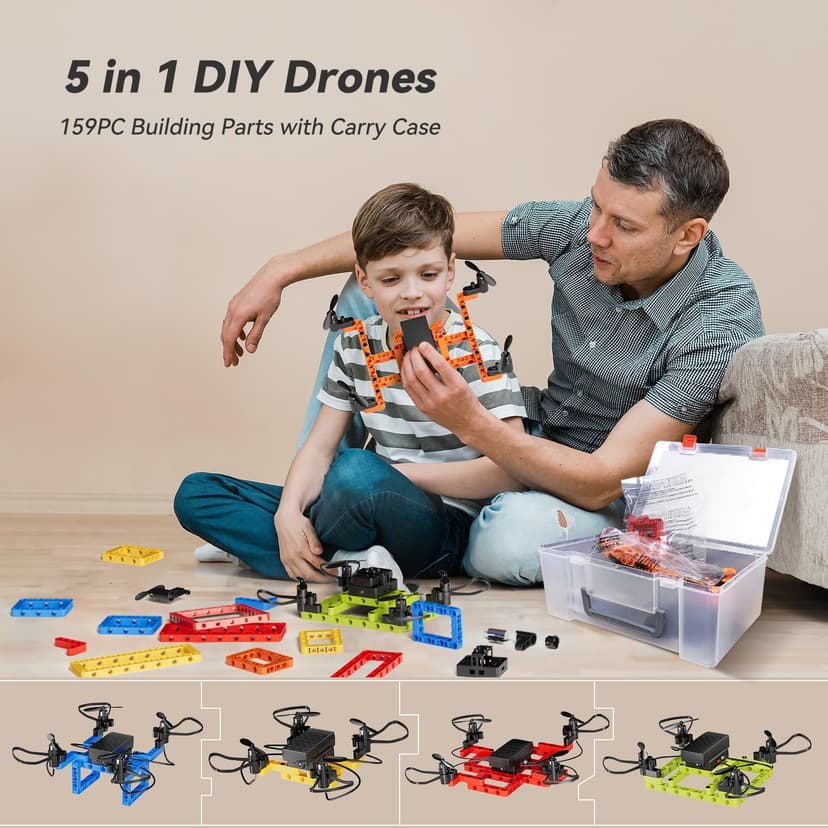Mini Drone for Kids and Beginners,Creative 5-IN-1 DIY Drone Building Kits for Kids to Build Your Own Drones,5 Different Designs, Altitude Hold, 3D Flips,Easy to Build and Fly,Great Gifts for Boys&Girls to Enjoy Building,Flying and Fixing Fun
