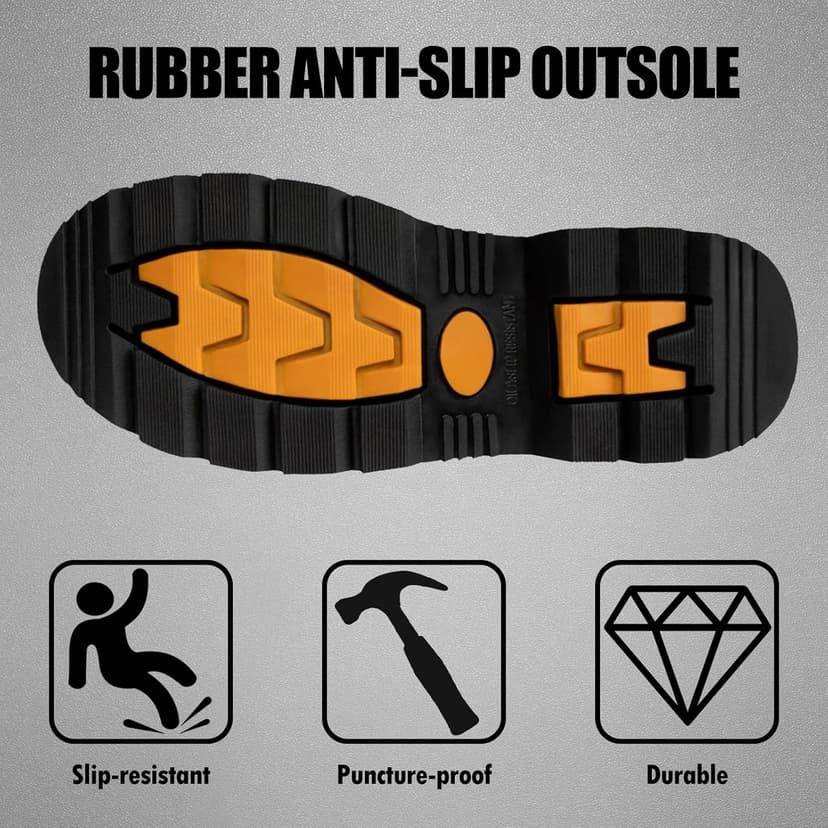 Rubber Work Boots with 800g Insulation, Puncture-Proof Steel Toe & Shank, Waterproof and Insulated 6mm Neoprene Hunting Boots for Farming, Construction, Fishing, and Manufacturing (Size 6-14)