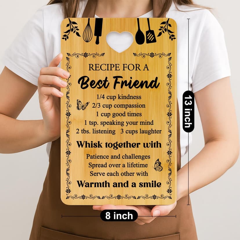Friend Kitchen Gift Bamboo Cutting Board Decorative Unique Birthday Present Xmas Charcuterie Boards for Friends Christmas Wooden Cheese Board Thanksgiving Friendship Gifts Chopping Board