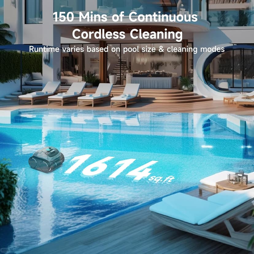 (2026 Upgrade) WYBOT C1 Cordless Robotic Pool Vacuum for Inground Pools, 150mins Above Ground Pool Cleaner 4-in-1 Wall & Waterline Cleaning Up to 1,615sq.ft, Smart App Navigation, Obsidian Green