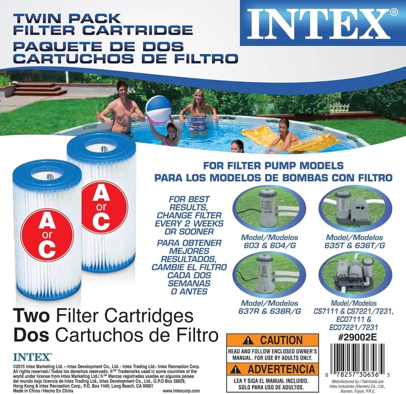 INTEX C1000 Cartridge Filter Pump for AGP: 1000 GPH Pump Flow Rate - Cartridge Gauge Indicator - HydroAeration Technology - Includes Type A Filter Cartridge - Turnover Rate/System Flow 750 GPH