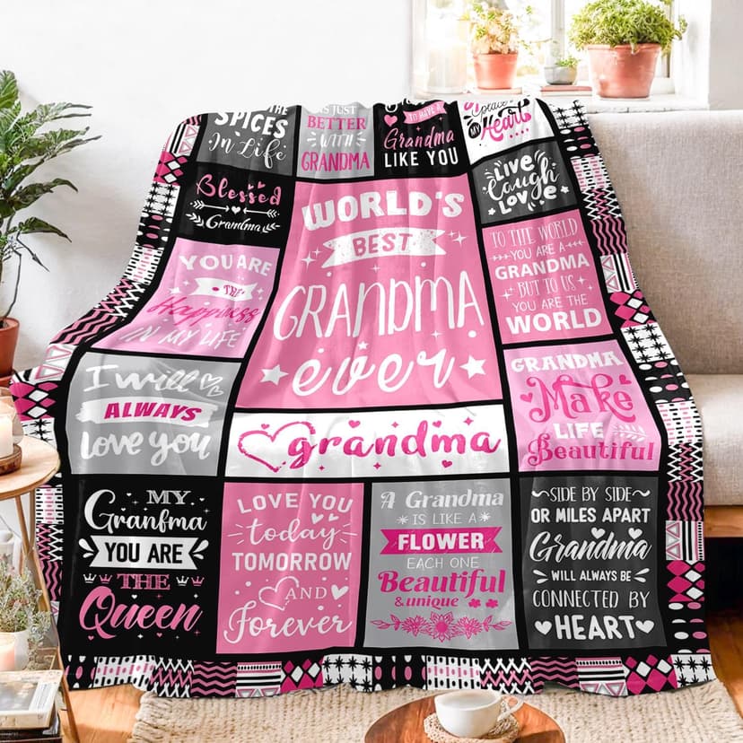 Soft and Cozy Keepsake Blanket, Thoughtful Gift for Christmas, Mother's Day Grandma Birthday Gifts, Best Grandma Ever Gifts Blanket 50"x60" B0DDSFFW4W