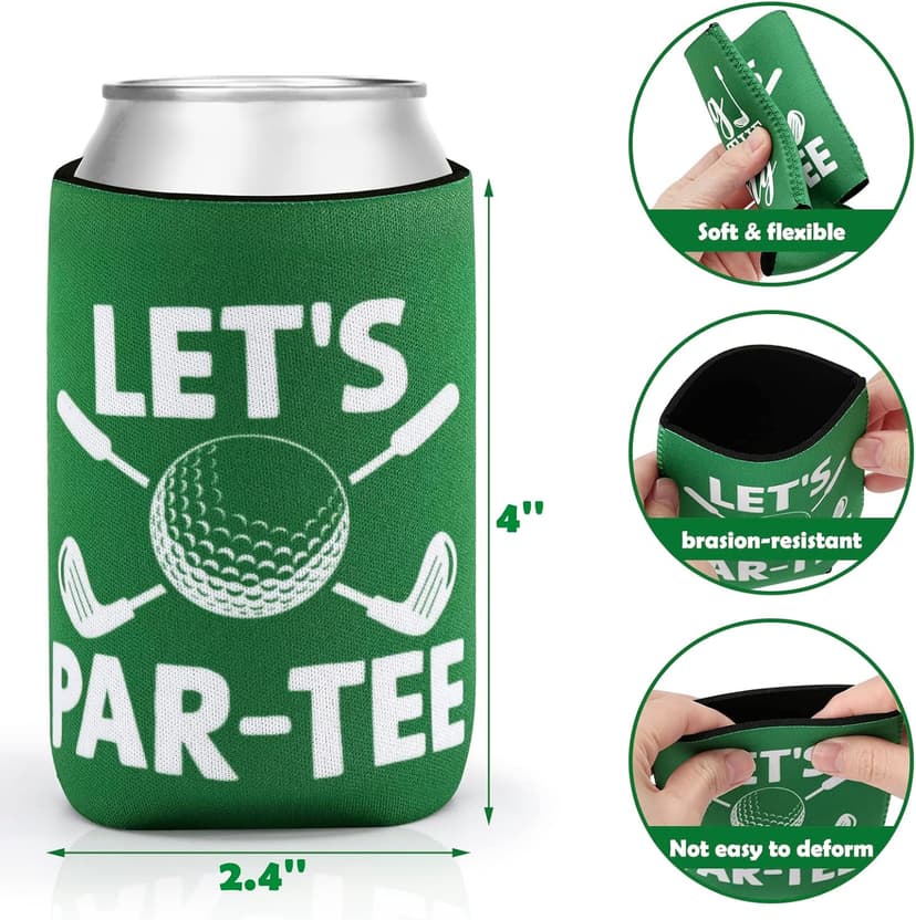 CiyvoLyeen Golf Beer Can Cooler, Bachelor Party Can Sleeves Neoprene Insulator Drink Glasses Cup Holders for Golfer Gifts Wedding Outdoor Activities Supplies Let’s Par-Tee 6PCS