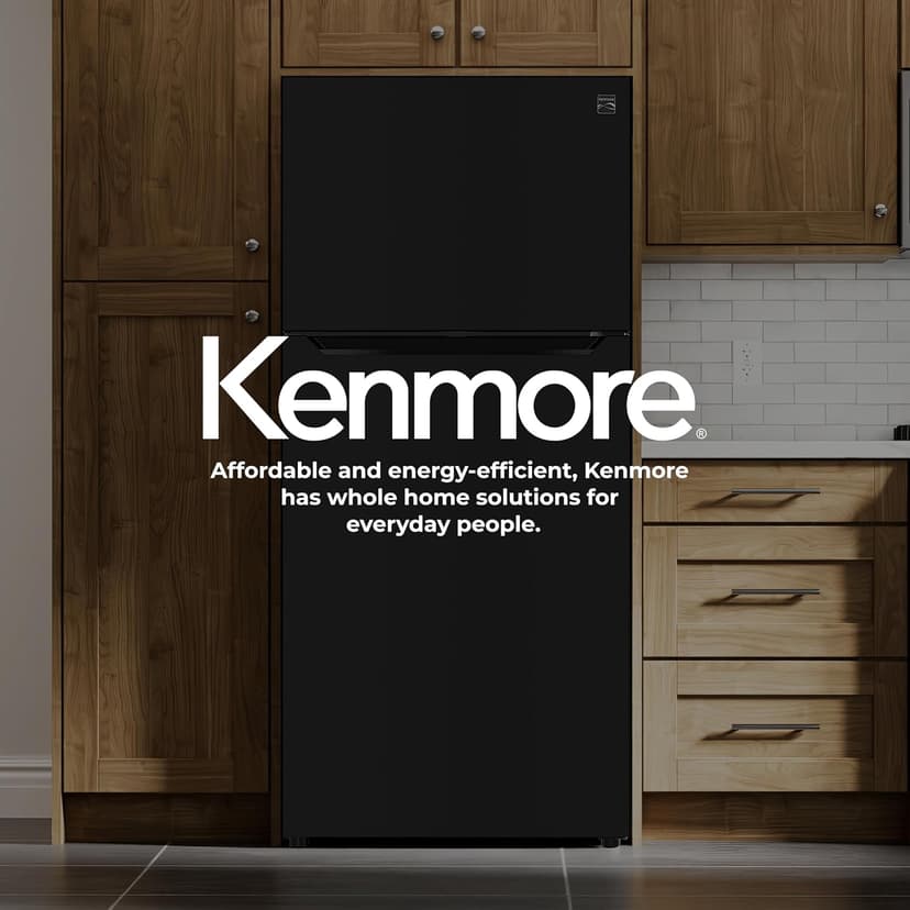 Kenmore 33" Top Mount Refrigerator with Freezer - Adjustable Shelving, Humidity-Controlled Crispers, Optional Ice Maker, LED Lighting, ENERGY STAR Certified, 25 cu. ft. Capacity - Black