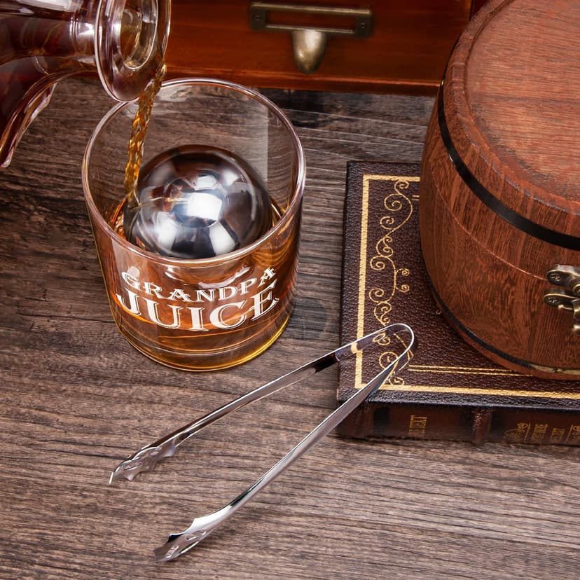 LIGHTEN LIFE Grandpa Juice Whiskey Glass Set 12 oz, Rocks Glasses Father's Day Ideas in Barrel Box, Unique Bourbon Glass Gifts for Men, Best Grandpas, Grandfather, Birthday, Christmas B0GWR6K4YN