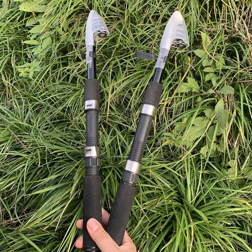 Tripquips Fishing Pole Combo, 6.9ft 2Pcs Telescopic Rods Set, Collapsible Fishing Rods, 2PCS Spinning Reel Set with Carrier Bag Freshwater Fishing Rod and Reel Combos Kits