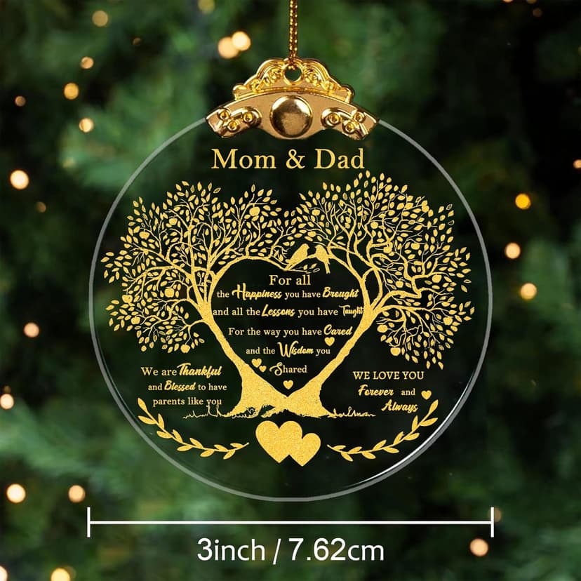 Anniversary Ornament Gift for Mom and Dad Wedding, Mom and Dad Anniversary Ornament, Moms and Dads Christmas Glass Ornaments Gift for Couple Husband Wife Married Parents Grandparents 3"