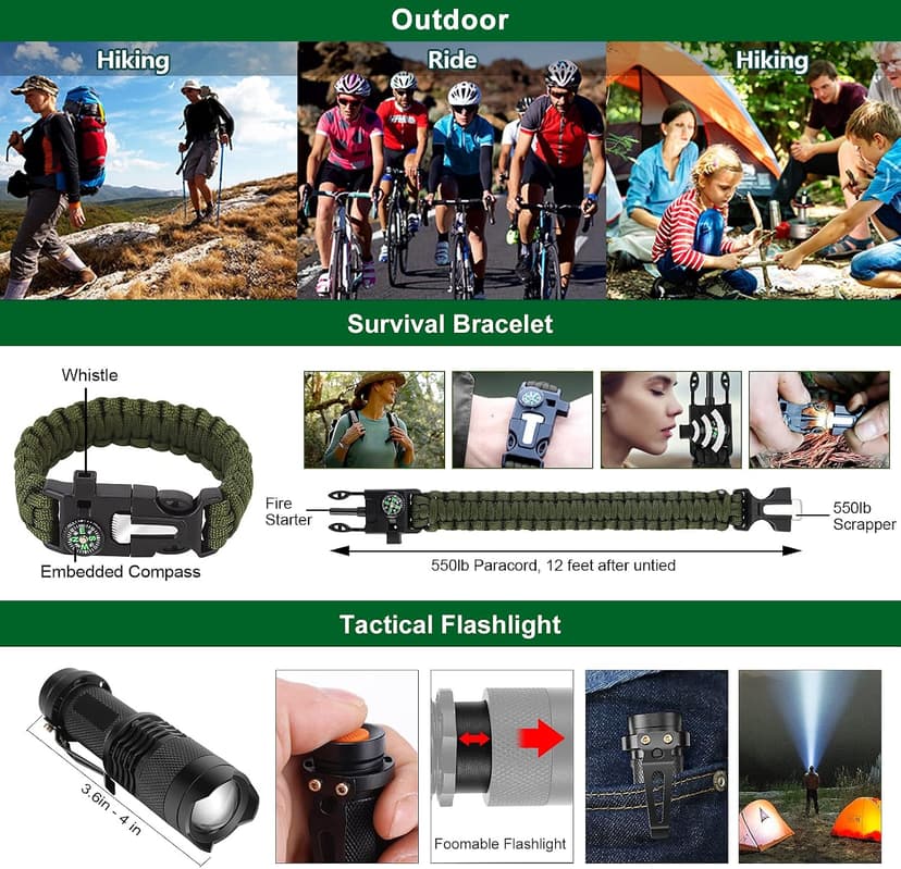 Gifts for Men Dad Christmas Husband Teenage Boy, Survival Kit 28 in 1, Survival Gear Tool Emergency Tactical Equipment Supplies Kits for Families Outdoors Camping Hiking Adventures B09DPFD2DP