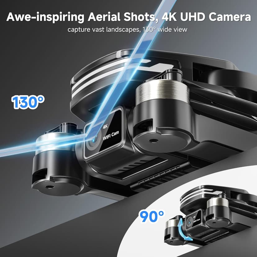 Drones with Camera for Adults 4K Brushless Motor Drone for Kids Beginners, FPV Foldable RC Quadcopter with Propeller Guards, 2 Batteries, 1500mAh, 130° Lens, WiFi, Voice Control, Gesture Photography, Gift Toys for Men Boys