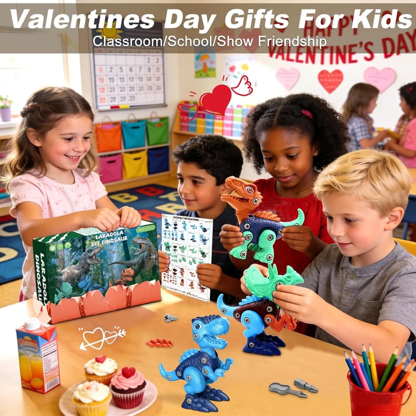 Laradola Dinosaur Toys for 3 4 5 6 7 8 Year Old Boys, Take Apart Dinosaur Toys for Kids 3-5 5-7 STEM Construction Building Kids Toy with Electric Drill, Party Christmas Birthday Gifts Boys Girls