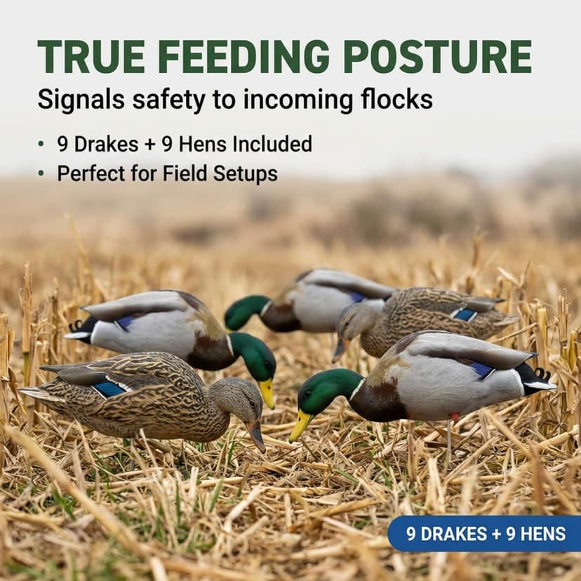 TCDesignerProducts 2D Wildlife Silhouette Decoys, Photo-Realistic Hunting Decoys for Snow Geese, Coyotes, Whitetail Bucks & Does, Mallards, Turkeys, Canadian Geese – Motion & Easy Setup