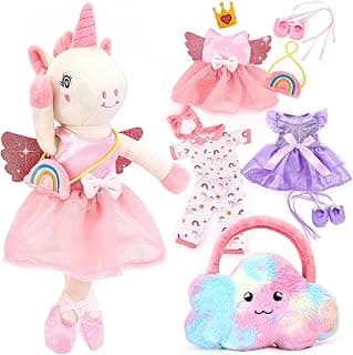 Ballet Dress up Doll with Plush Bag, 4 Year Old Girl Birthday Gifts 5 Year Old Kids Present, Airplane Travel Soft Plush Unicorns Toys for Girls Age 4-6, Ballerina Doll Stuffed Animal Girl Toy 4-5 B0DJQQY2YM
