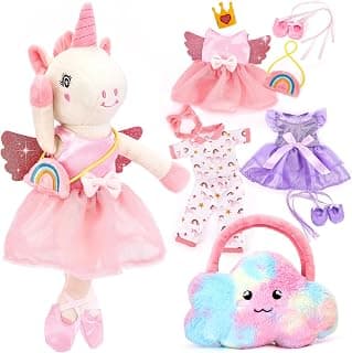 Ballet Dress up Doll with Plush Bag, 4 Year Old Girl Birthday Gifts 5 Year Old Kids Present, Airplane Travel Soft Plush Unicorns Toys for Girls Age 4-6, Ballerina Doll Stuffed Animal Girl Toy 4-5 B0DJQQY2YM