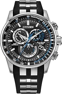 Citizen Citizen Men's Eco-Drive Sport Luxury PCAT Watch, Stainless Steel & Polyurethane Strap, Chronograph, Atomic Timekeeping