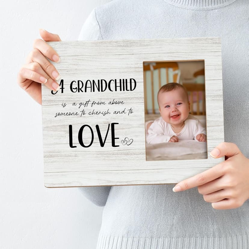 Grandparents Day Gifts, Grandparents Picture Frames, First Time Grandparent Grandma Grandpa Gifts, Grandkids Photo Frame, Grandpa Grandma Grandchildren Wood Picture Photo Frame for 4x6 Photo