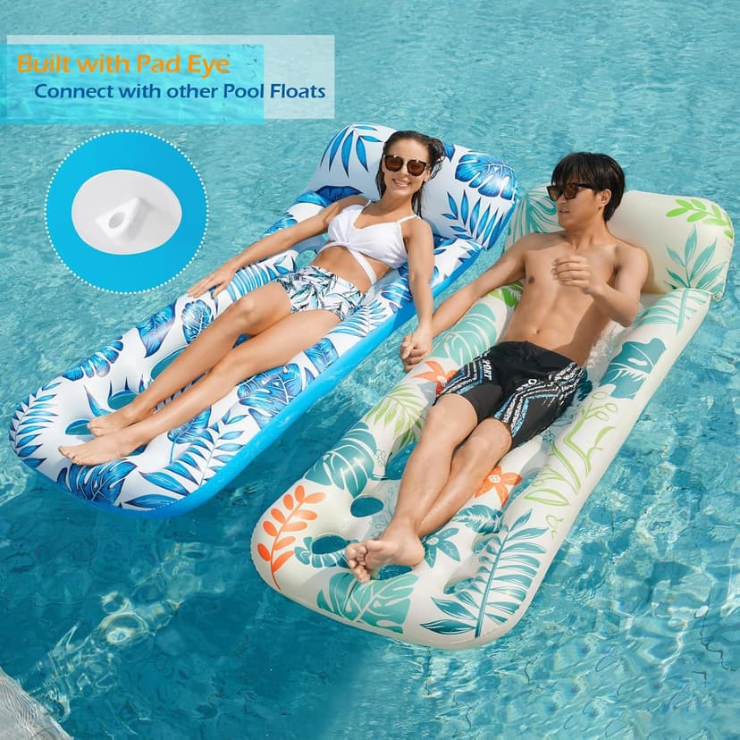 Jasonwell Inflatable Pool Float Lounge - 2 Pack Floaties Rafts for Adults Floating Lounger Sun Tanning Floats Cool Water Floaty Swimming Lake Beach Party Toys