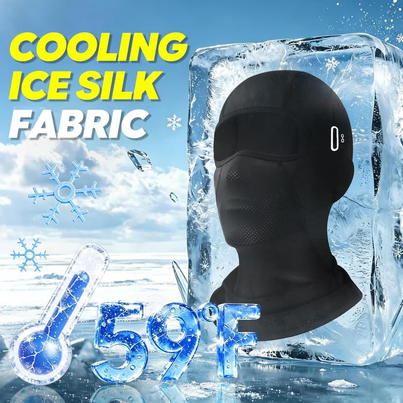 Balaclava Face Mask with Glasses Holes for Men Women Summer Cooling Shiesty Mask Sun UV Protection for Motorcycle Work Ski