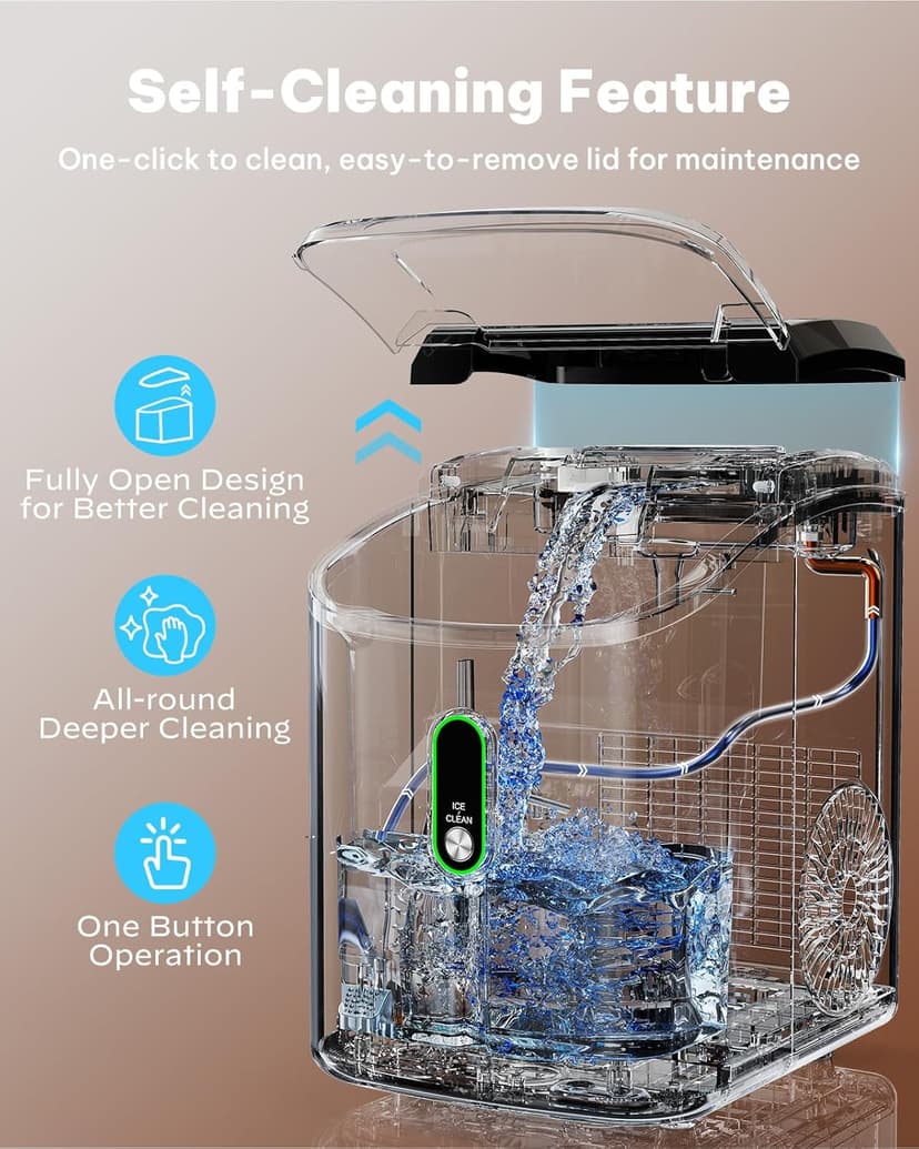 Silonn Nugget Ice Maker Countertop, Pellet Ice Machine with Self-Cleaning Function, Sonic Ice Maker Produces 36lbs of Chewable Ice in 24 Hours, Ideal for Home Kitchen and Office (Black)