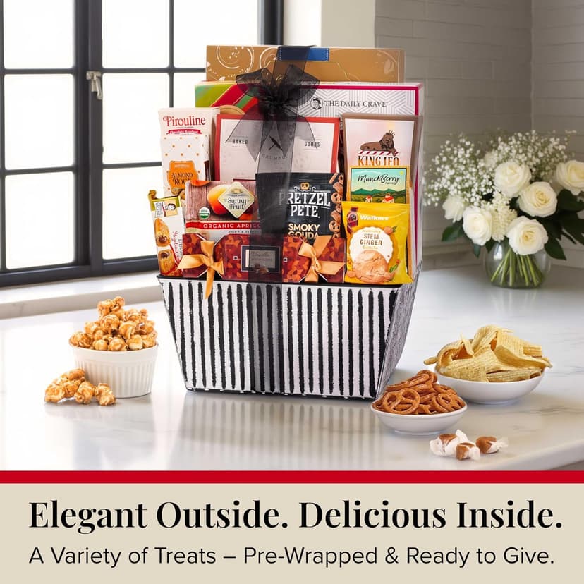 Cookies, popcorn, and pretzels for christmas, thank you, birthday, and appreciation gifting. Kosher. Broadway Basketeers Bountiful Food Gift Basket with Cookies Snacks & Treats B076BV6YHW
