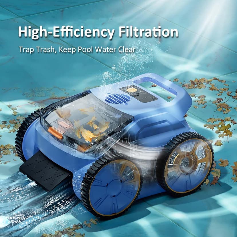 Pool Vacuum for Above Ground Pool, Lasts Up to 180 Mins, Self-Parking, LED Indicator, Wall Climbing Above Ground Pool Vacuum for Inground Pools, Robotic Pool Cleaner for Pools up to 2000 Sq.ft