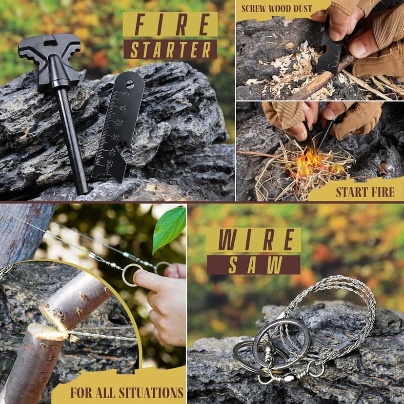 TRSCIND Gifts for Men Husband Dad Christmas, Survival Kit, Emergency Survival Gear and Equipment 14 in 1, Stocking Stuffers Birthday Gifts for Him Boyfriend, Hunting Fishing Camping Accessories, Cool Gadget
