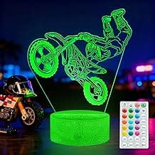 Dirt Bike Night Light, Dirt Bike Gifts for Boy, 3D Illusion Lamp with Remote Control, 16 Colors Changing, RGB Flashing Mode and Dimmable, Gifts for Boys Christmas Decor