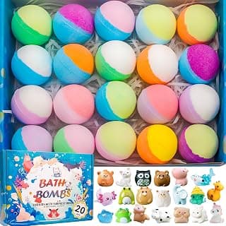 20 Pack Bath Bombs for Kids with Surprise Inside Bubble Bath Toys Organic Natural Bath Bombs Set Easter Basket Stuffers Birthday Christmas Gift for Kids 3 4 5 6 7 8 Years Old Boys Toddlers Girls B0D5Z33X94
